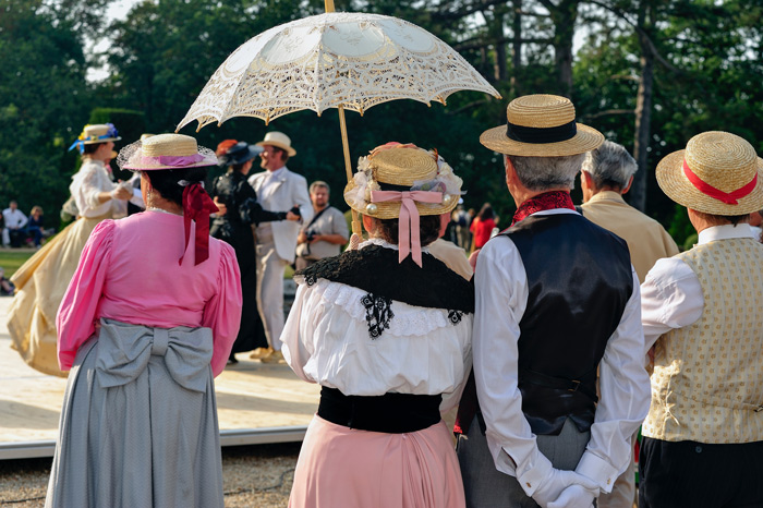 Actors in period costumes